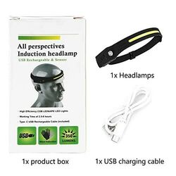 WINDFIRE Rechargeable 230° Wide Beam LED Headlamp with Motion Sensor, 5 Modes