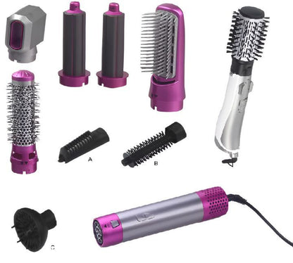 5-in-1 Hair Dryer Brush Set – Hot Air Styler, Straightener, Volumizer & Curling Attachments (Pink)