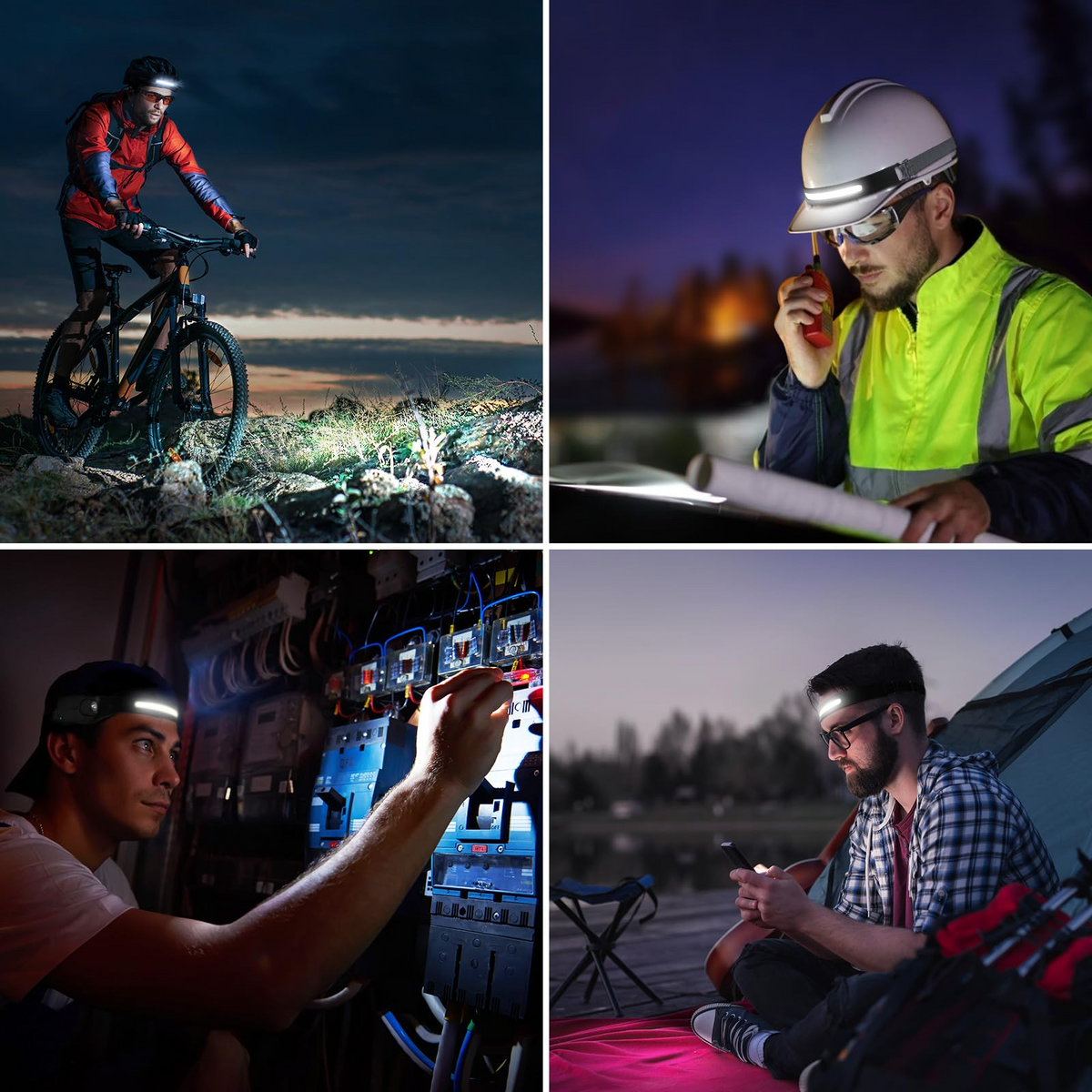 WINDFIRE Rechargeable 230° Wide Beam LED Headlamp with Motion Sensor, 5 Modes