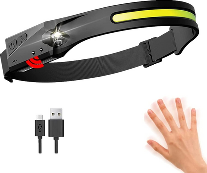 WINDFIRE Rechargeable 230° Wide Beam LED Headlamp with Motion Sensor, 5 Modes